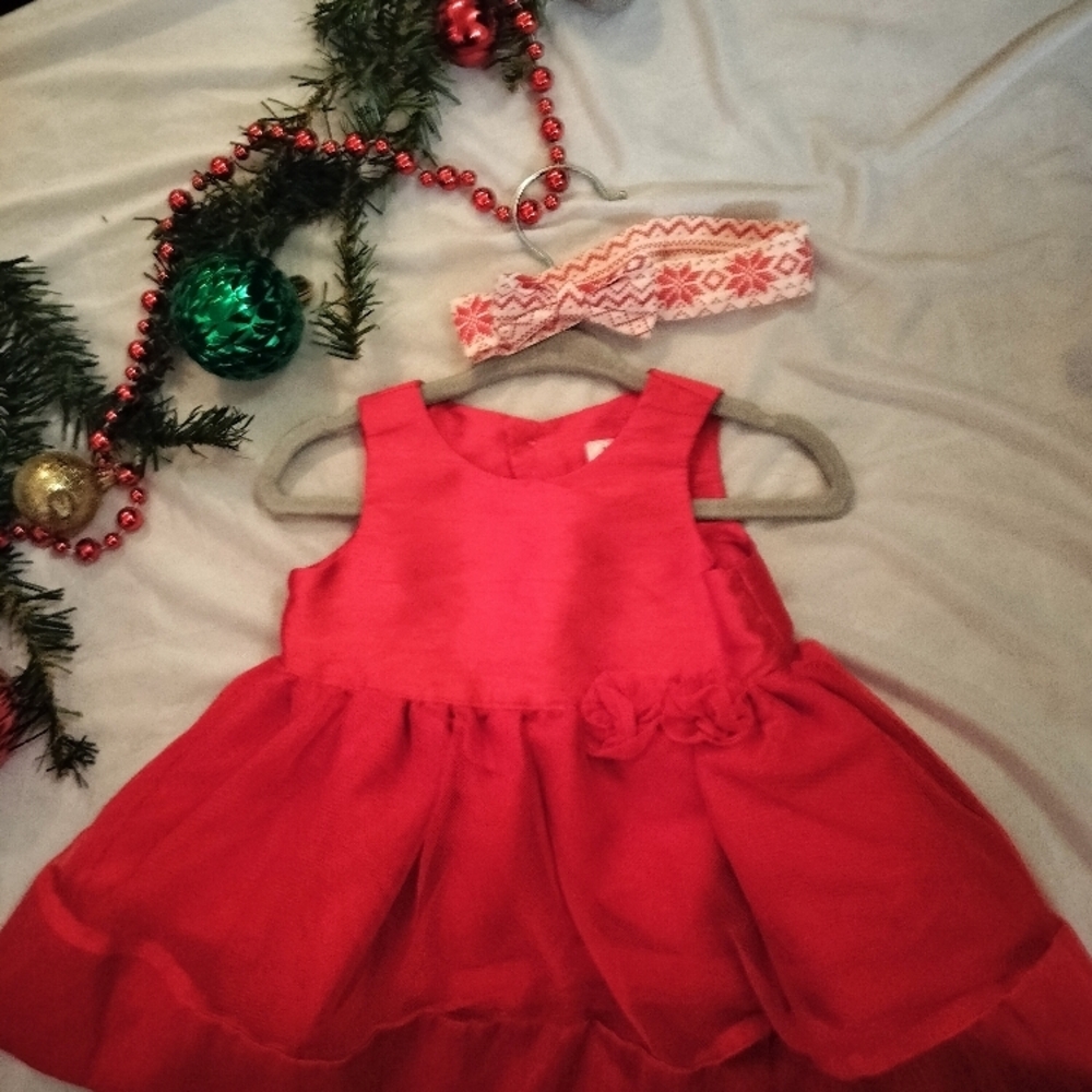Red Kids Holiday Dress with Headband